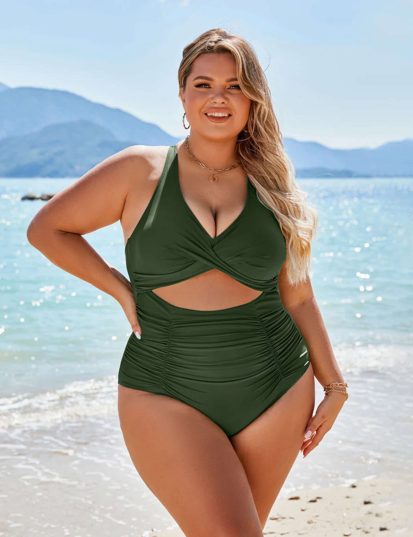 CurveCove™ Ruched Cutout One-Piece Swimsuit