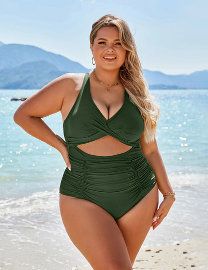 CurveCove™ Ruched Cutout One-Piece Swimsuit