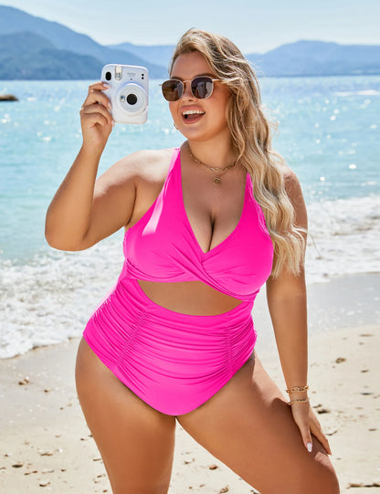 CurveCove™ Ruched Cutout One-Piece Swimsuit