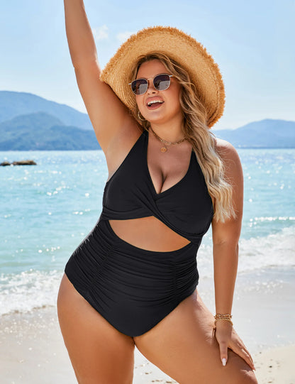 CurveCove™ Ruched Cutout One-Piece Swimsuit