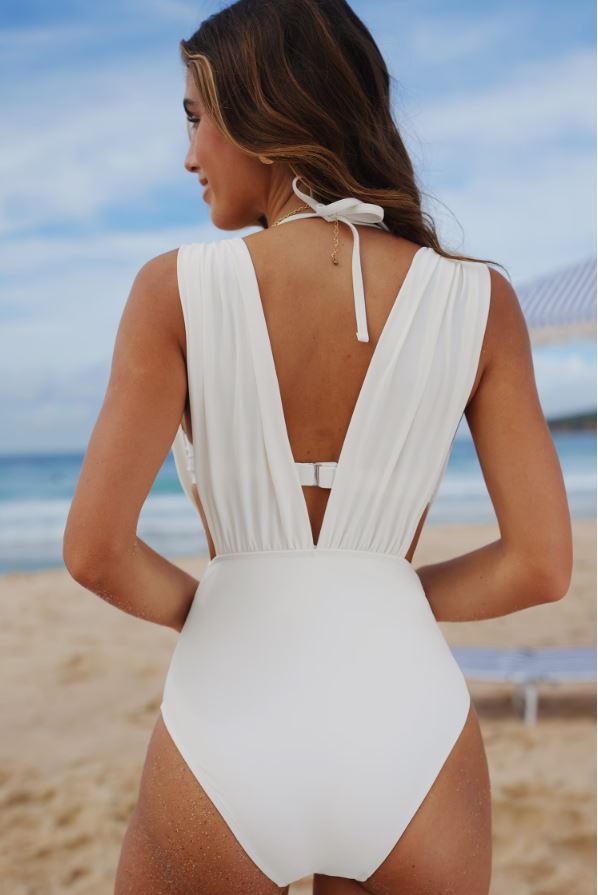 SunFlair Sculpt™ – Tummy Control Deep V One-Piece Swimsuit