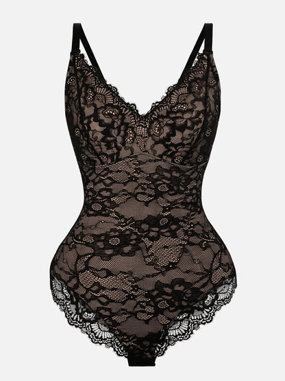Orivia™ Lace V Neck Full Bodysuit