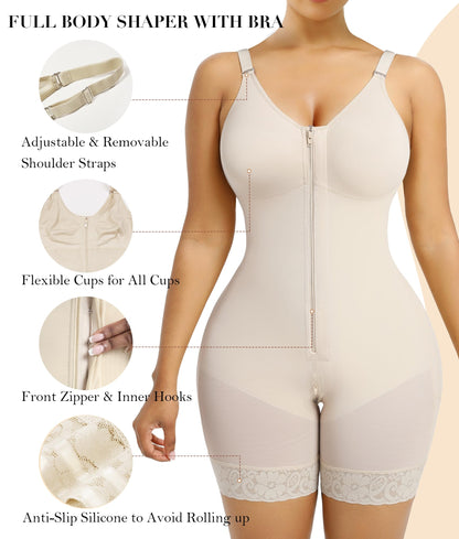 YIANNA Fajas Colombianas Postpartum Shapewear for Women Tummy Control Butt Lifter Body Shaper with Zipper Crotch