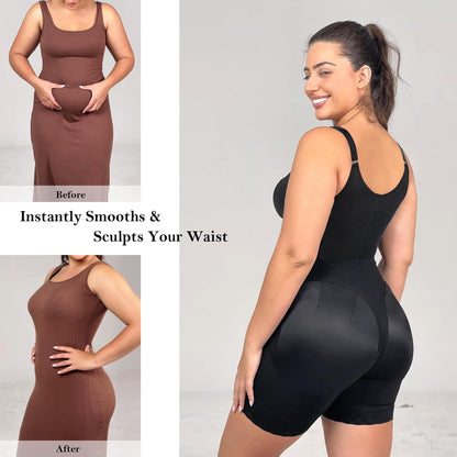 YIANNA Fajas Colombianas Postpartum Shapewear for Women Tummy Control Butt Lifter Body Shaper with Zipper Crotch