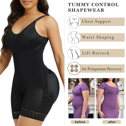 YIANNA Fajas Colombianas Postpartum Shapewear for Women Tummy Control Butt Lifter Body Shaper with Zipper Crotch