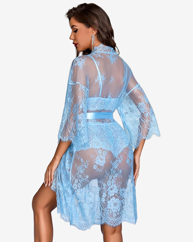 3 Piece Bra and Panty Sets with Robe