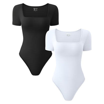 Elora Ribbed Square Neck Bodysuits