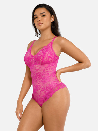 Orivia™ Lace V Neck Full Bodysuit
