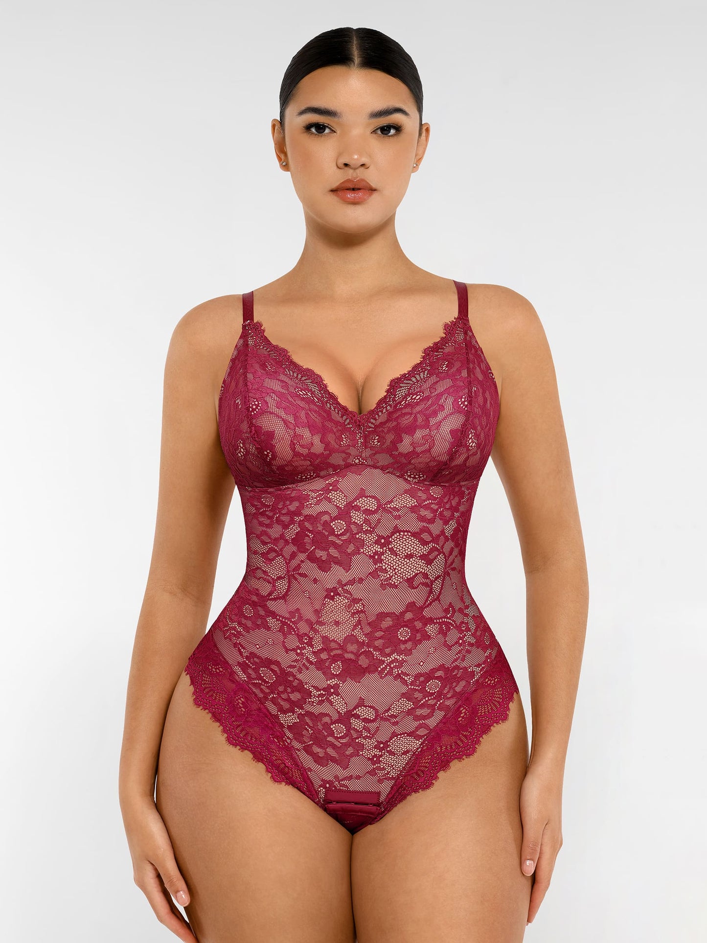 Orivia™ Lace V Neck Full Bodysuit
