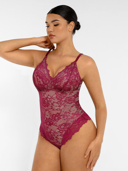 Orivia™ Lace V Neck Full Bodysuit