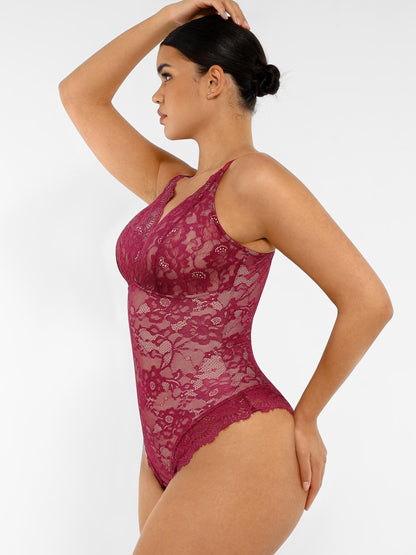 Orivia™ Lace V Neck Full Bodysuit