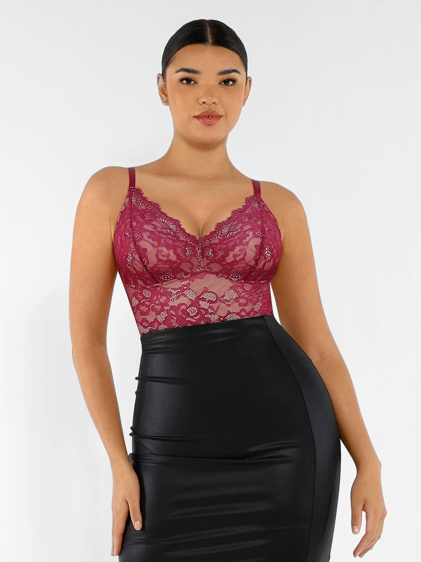 Orivia™ Lace V Neck Full Bodysuit