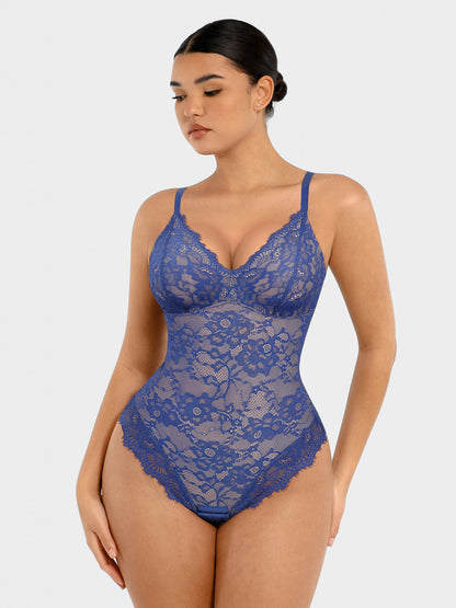 Orivia™ Lace V Neck Full Bodysuit