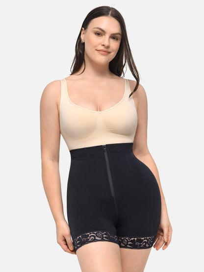 Orivia™ High Waist Zipper Hip Lift Lace Shorts