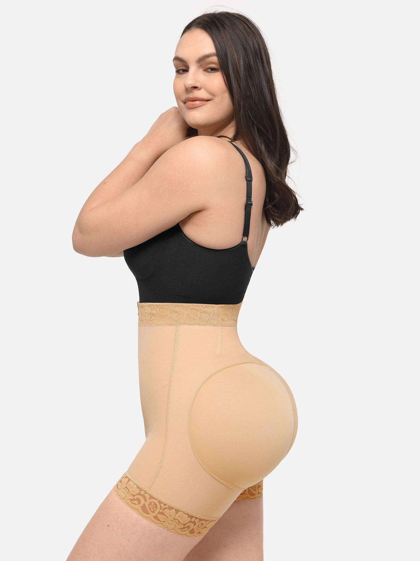 Orivia™ High Waist Zipper Hip Lift Lace Shorts