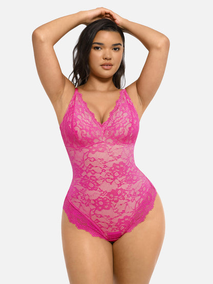 Orivia™ Lace V Neck Full Bodysuit