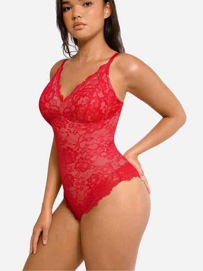 Orivia™ Lace V Neck Full Bodysuit
