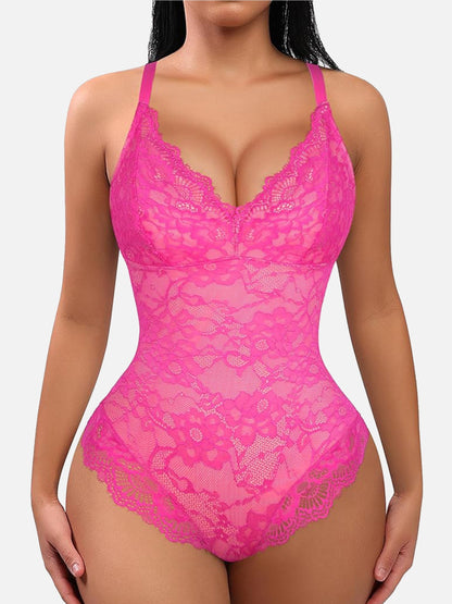 Orivia™ Lace V Neck Full Bodysuit