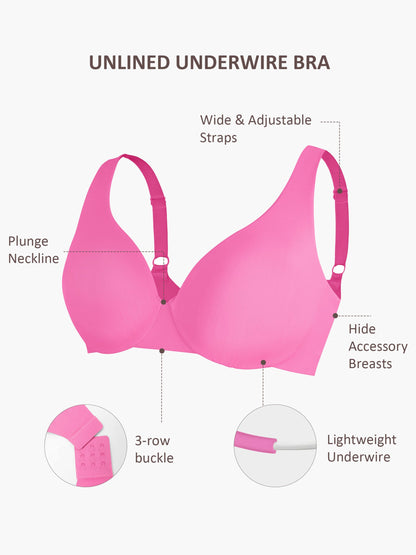 Feelingirl Underwire Adjustable Deep V-neck Bra