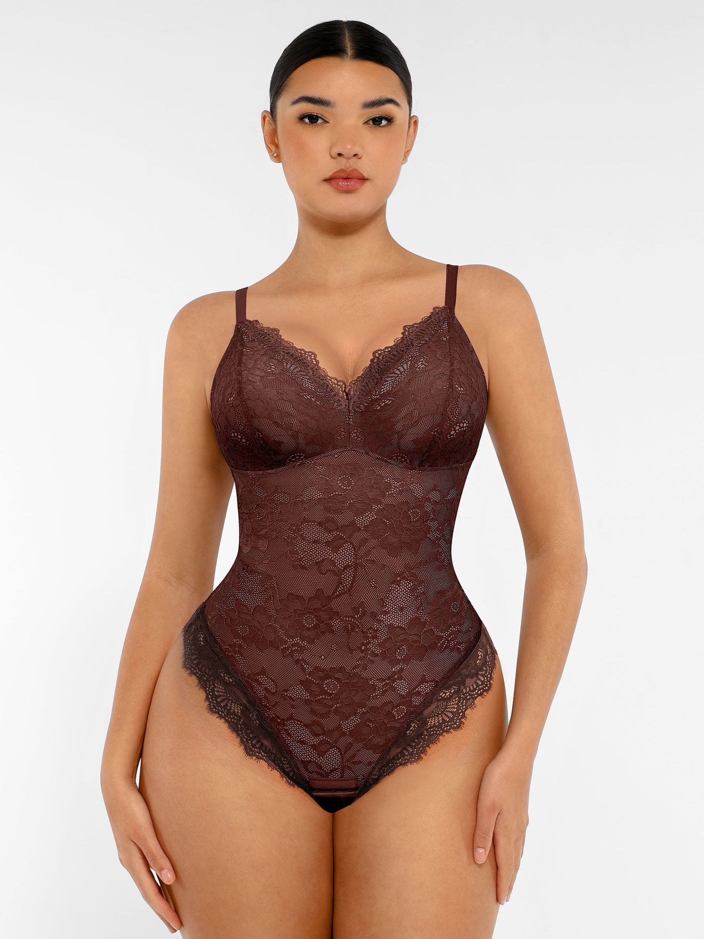 Orivia™ Lace V Neck Full Bodysuit
