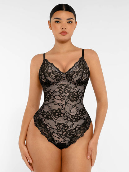 Orivia™ Lace V Neck Full Bodysuit
