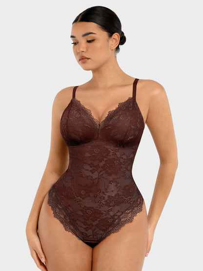 Orivia™ Lace V Neck Full Bodysuit