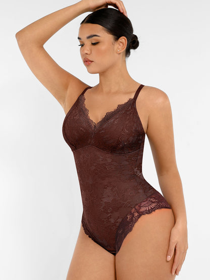 Orivia™ Lace V Neck Full Bodysuit