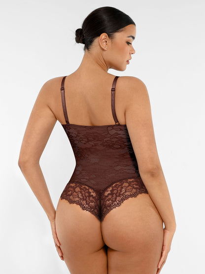 Orivia™ Lace V Neck Full Bodysuit