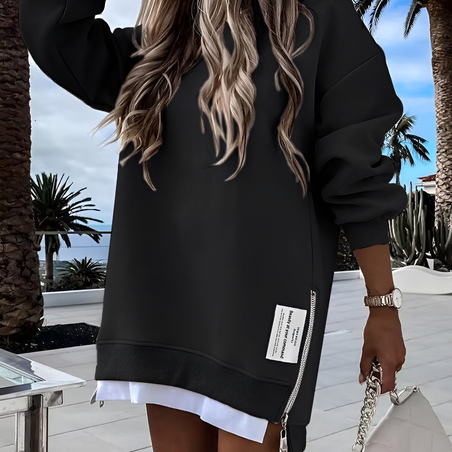 Elora Cozy Zip Sweatshirt Dress