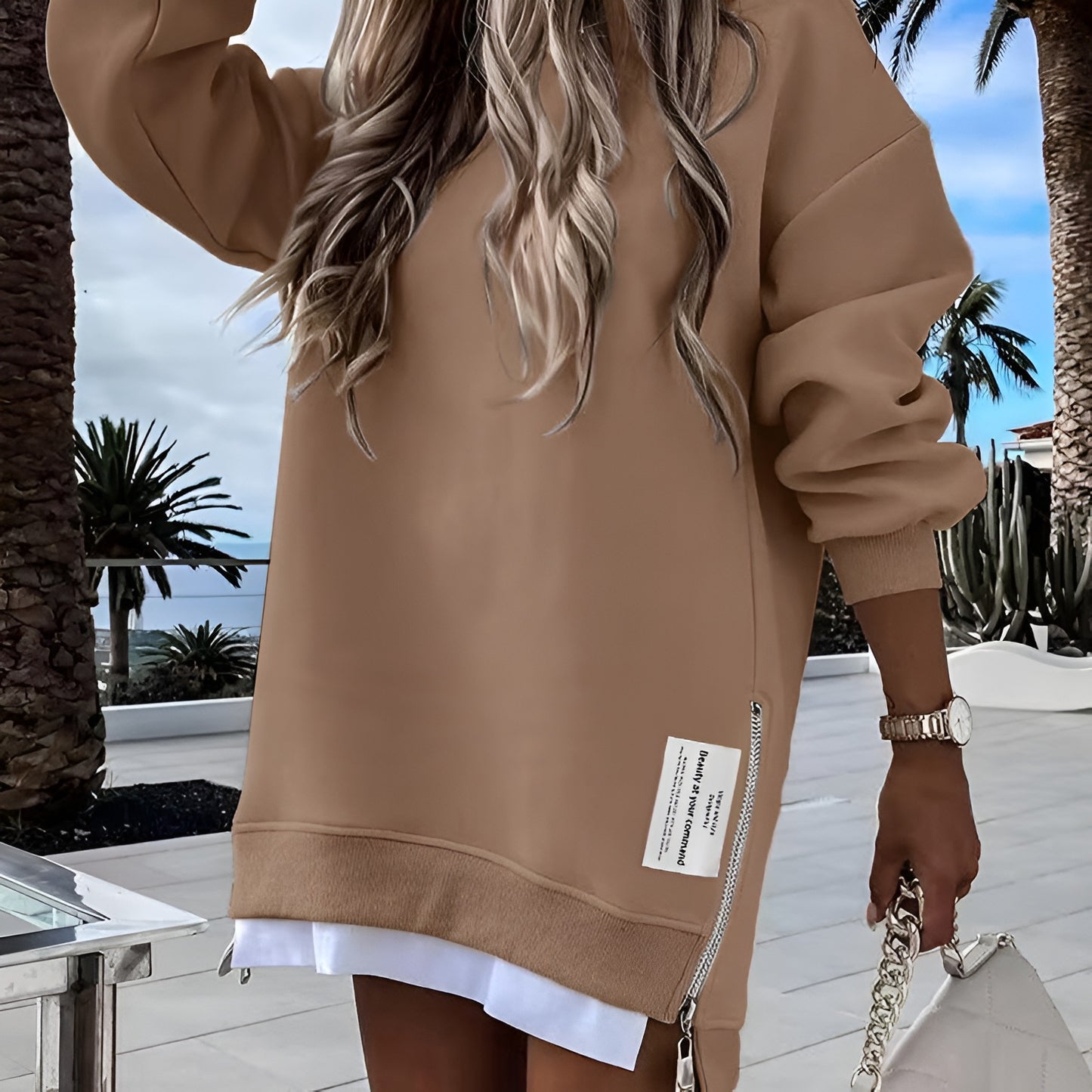 Elora Cozy Zip Sweatshirt Dress