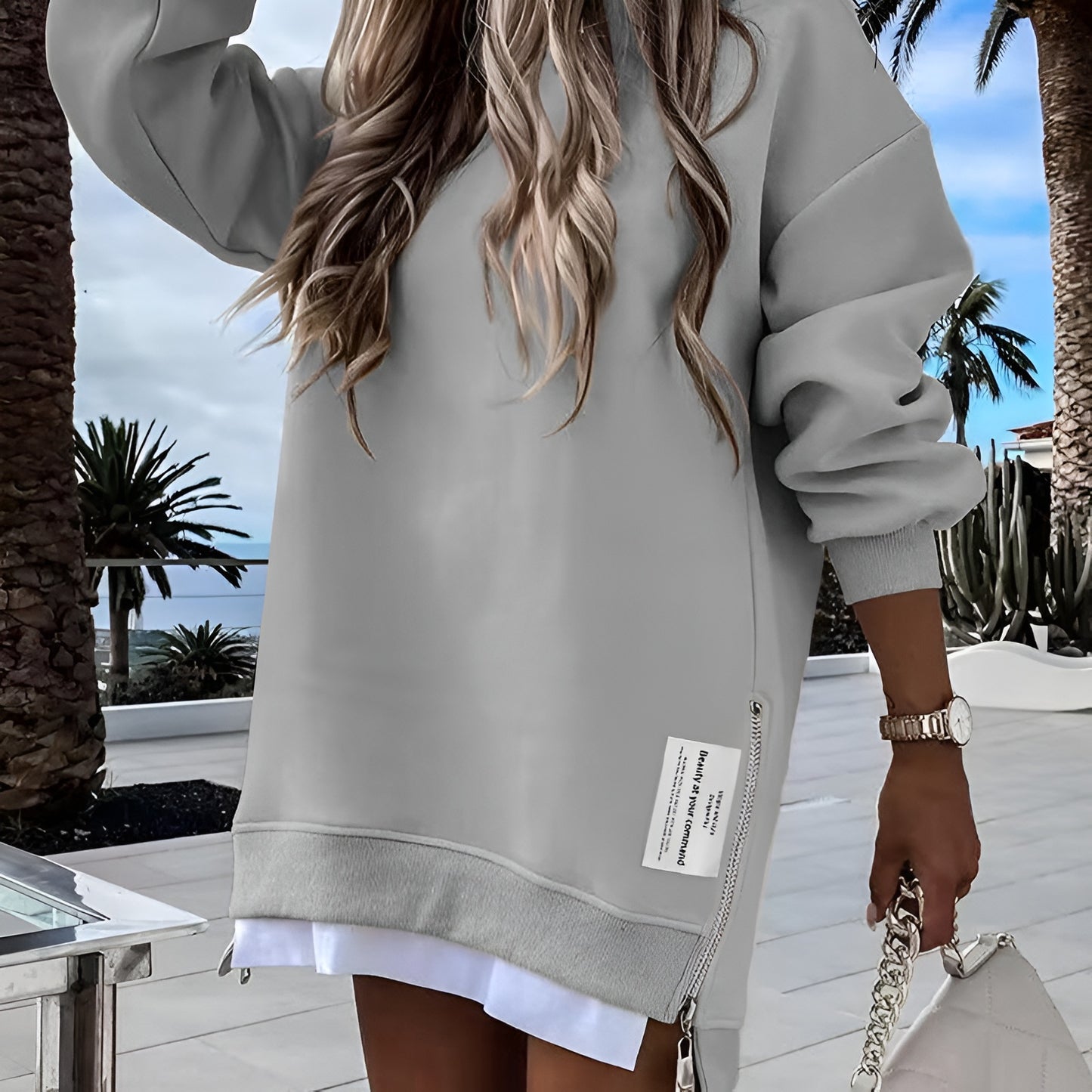 Elora Cozy Zip Sweatshirt Dress