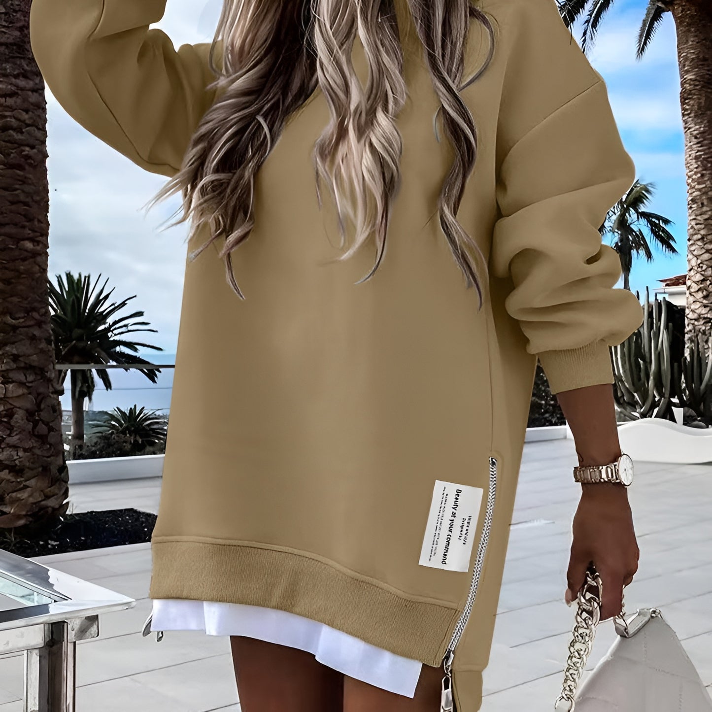 Elora Cozy Zip Sweatshirt Dress