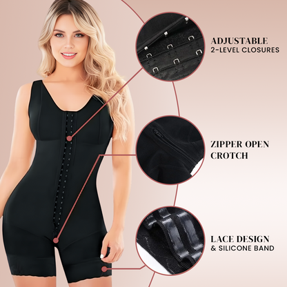 YIANNA Fajas Colombianas Shapewear for Women Tummy Control Post Surgery Full Body Shaper Butt Lifter with Zipper Crotch