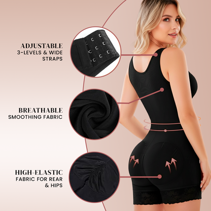 YIANNA Fajas Colombianas Shapewear for Women Tummy Control Post Surgery Full Body Shaper Butt Lifter with Zipper Crotch