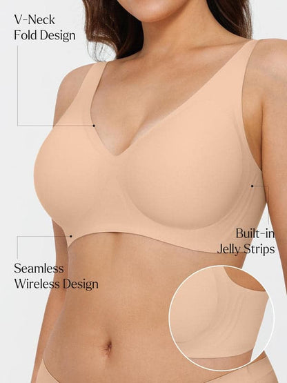 Seamless Wireless Jelly Leopard Contour Minimizer Support Bra