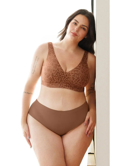 Seamless Wireless Jelly Leopard Contour Minimizer Support Bra