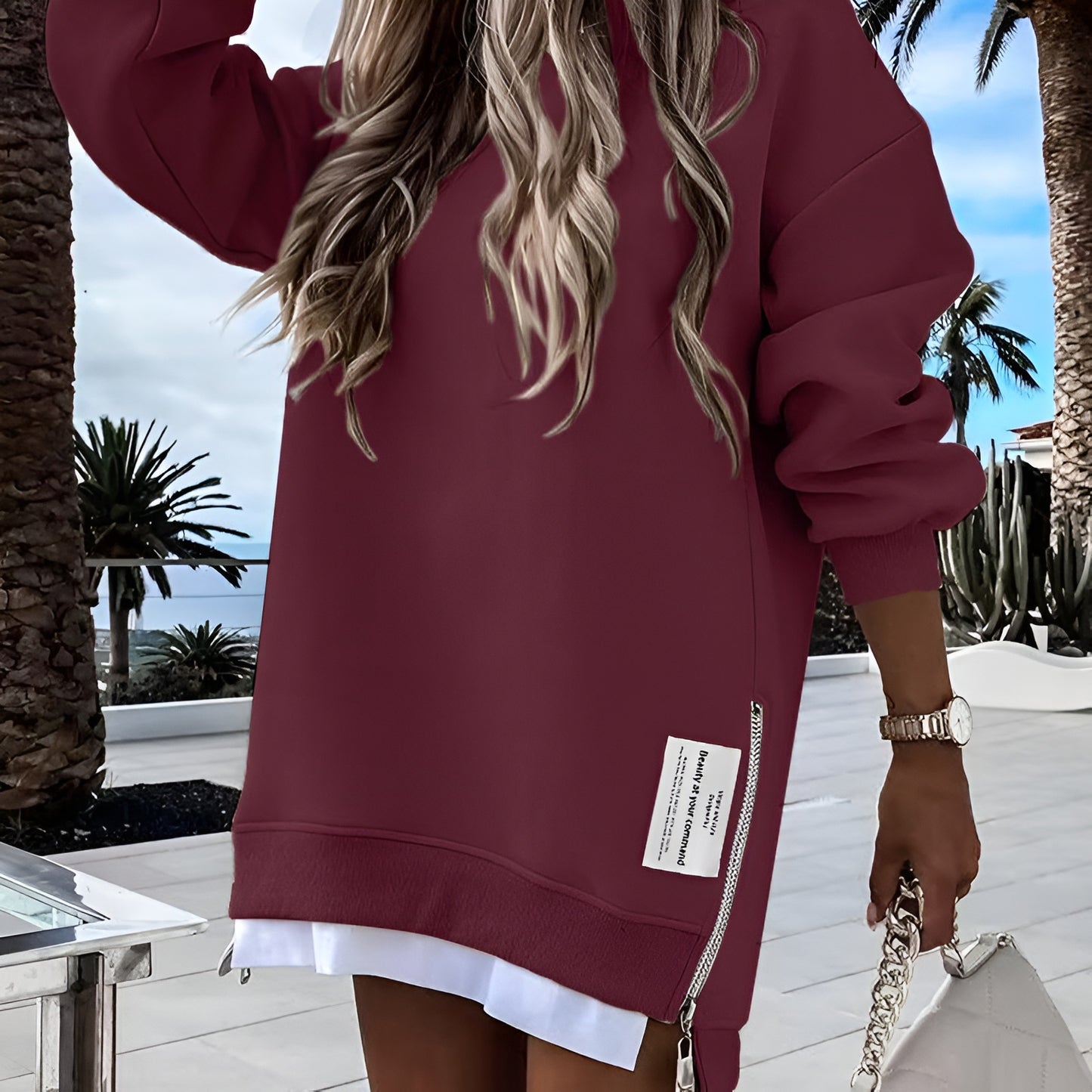 Elora Cozy Zip Sweatshirt Dress